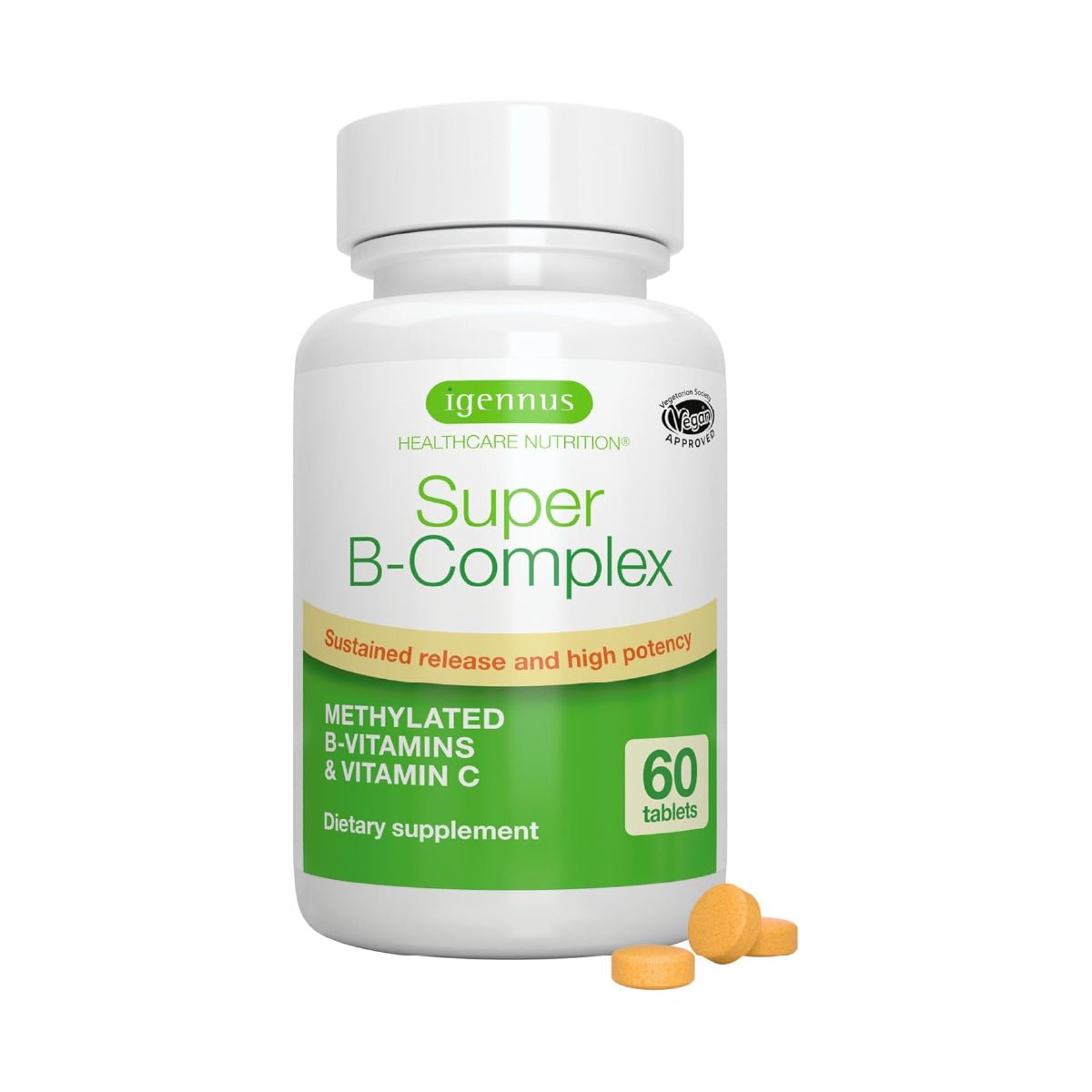 Super B - Complex Complejo B Metilado con Vitamina C 60 Tabletas Apoyo Energía, Estado de Ánimo y Metabolismo - Hi Vitamins