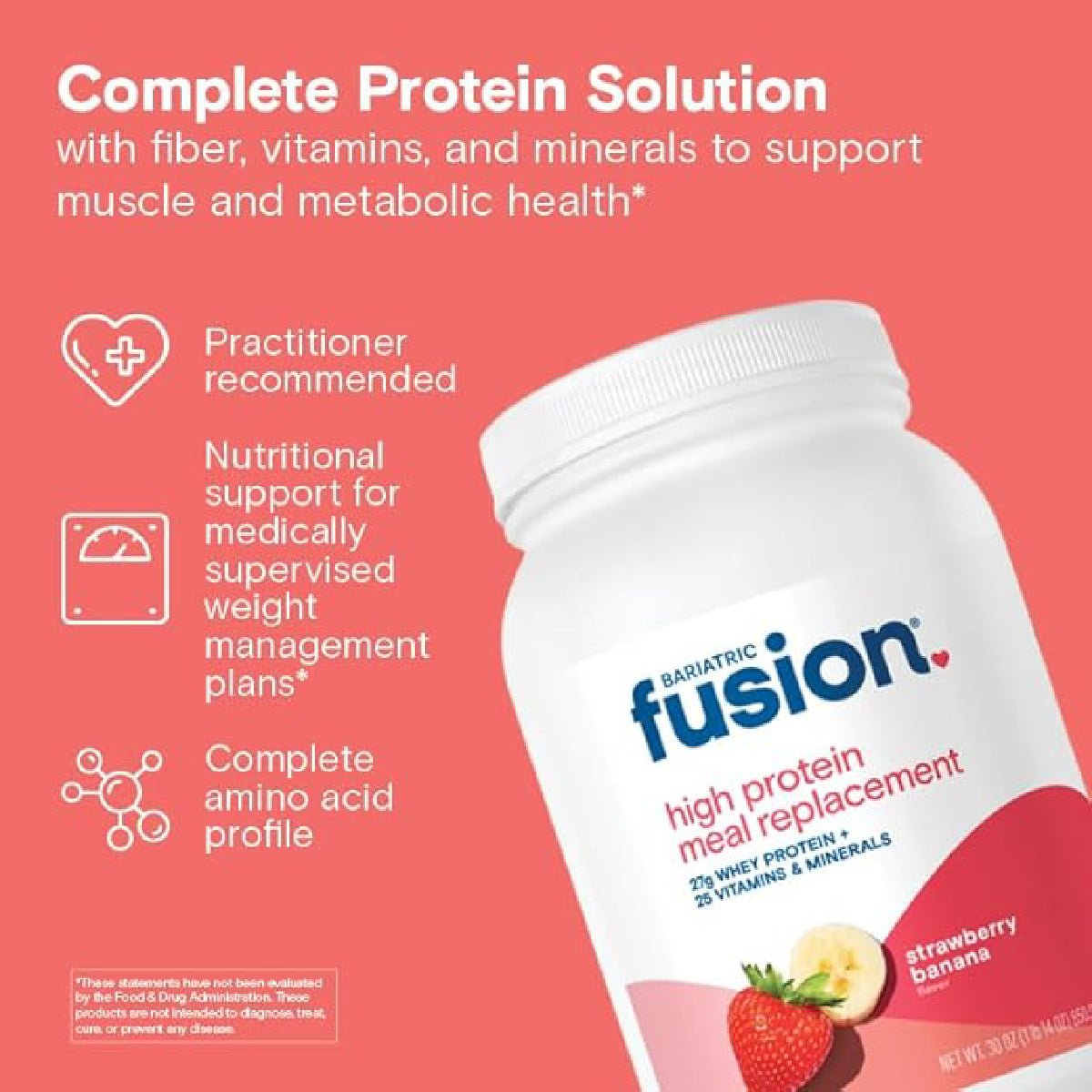 Bariatric Fusion Suplemento Alimenticio Alto en Proteína 932.4g sabor Fresa Plátano - Hi Vitamins