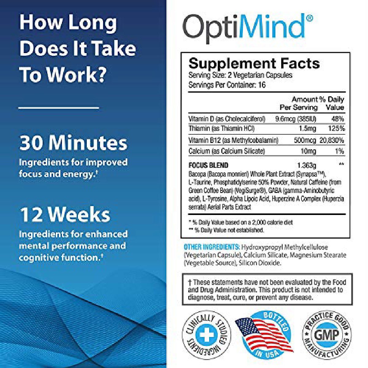 OPTIMIND CLEAR FOCUS MENTAL ENERGY & COGNITION 32 CAPSULES - Hi Vitamins