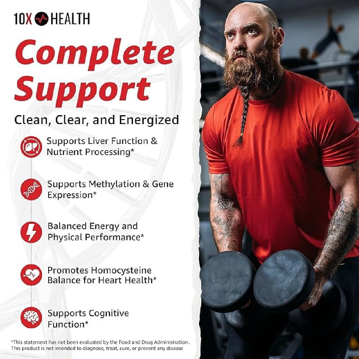 10X Health TMG 60 Cápsulas 1000 mg Apoyo Hígado, Corazón, Energía y Homocisteína - Hi Vitamins