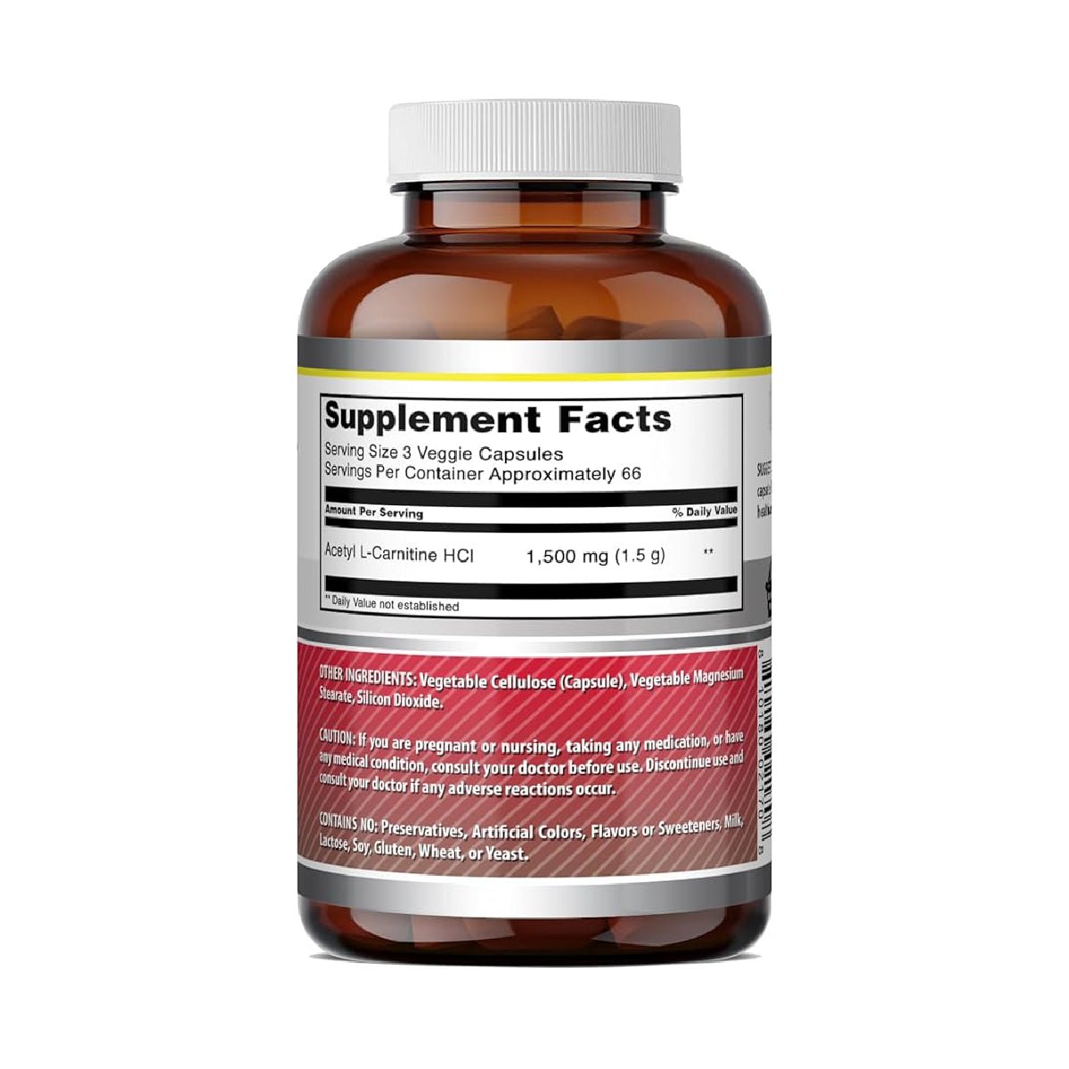 Amazing Nutrition Acetil L - Carnitina 1500 mg 200 Cápsulas - Hi Vitamins