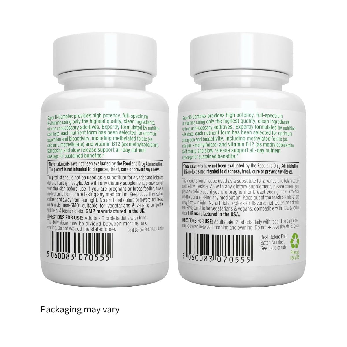 Super B - Complex Complejo B Metilado con Vitamina C 60 Tabletas Apoyo Energía, Estado de Ánimo y Metabolismo - Hi Vitamins
