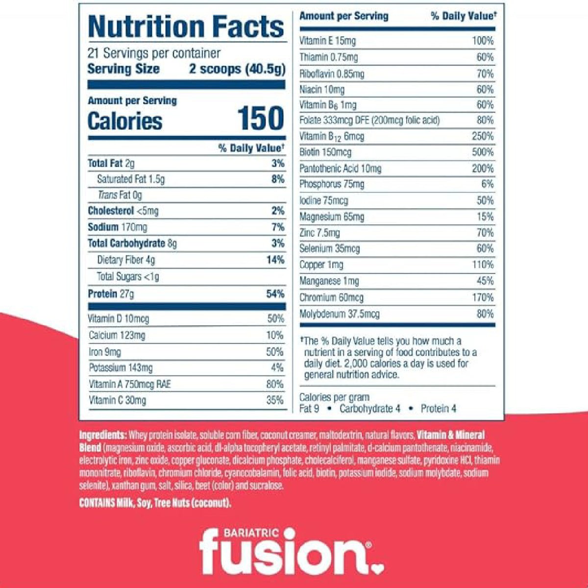 Bariatric Fusion Suplemento Alimenticio Alto en Proteína 932.4g sabor Fresa Plátano - Hi Vitamins
