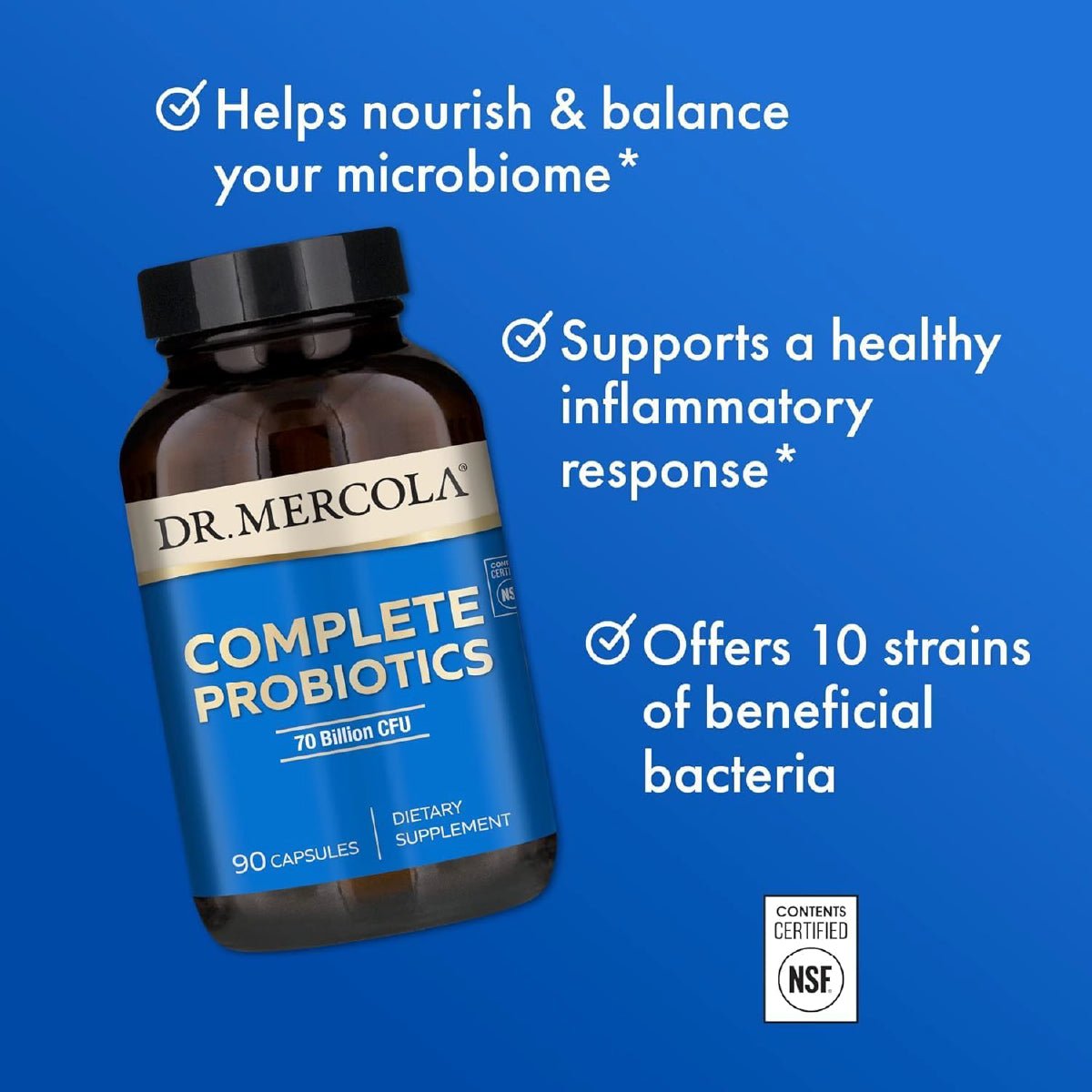Dr. Mercola Complete Probiotics 70 Billion CFU 90 Cápsulas Probióticos y Salud Digestiva - Hi Vitamins