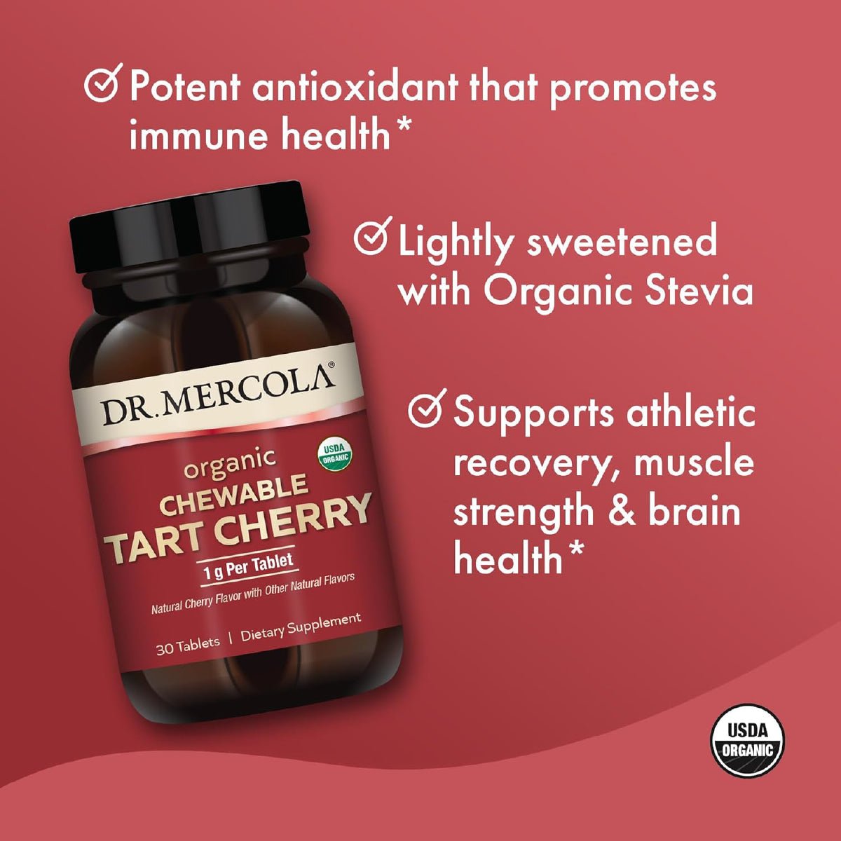 Dr. Mercola Cereza Acida Organica 1 g 30 Tabletas Antioxidantes - Hi Vitamins
