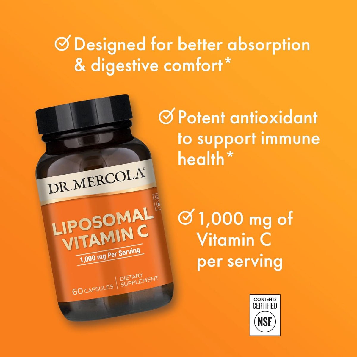 Dr. Mercola Liposomal Vitamina C 1000 mg 60 Cápsulas - Hi Vitamins
