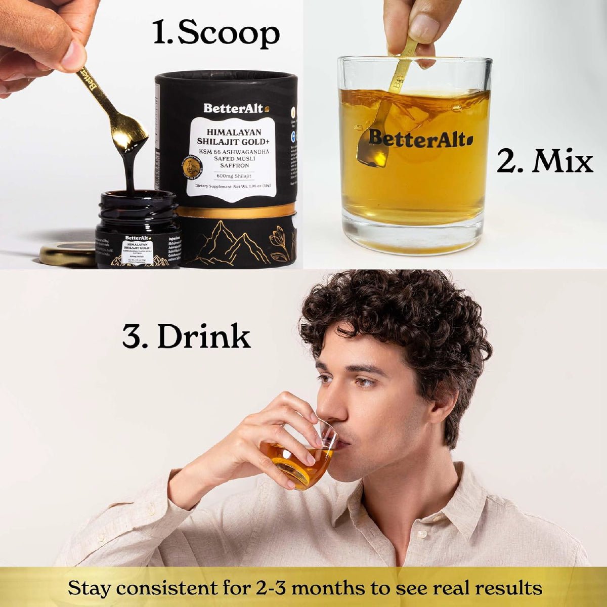BetterAlt Shilajit Gold+ 30 g Resina Pura del Himalaya Apoyo Energía Fuerza Recuperación y Rendimiento - Hi Vitamins
