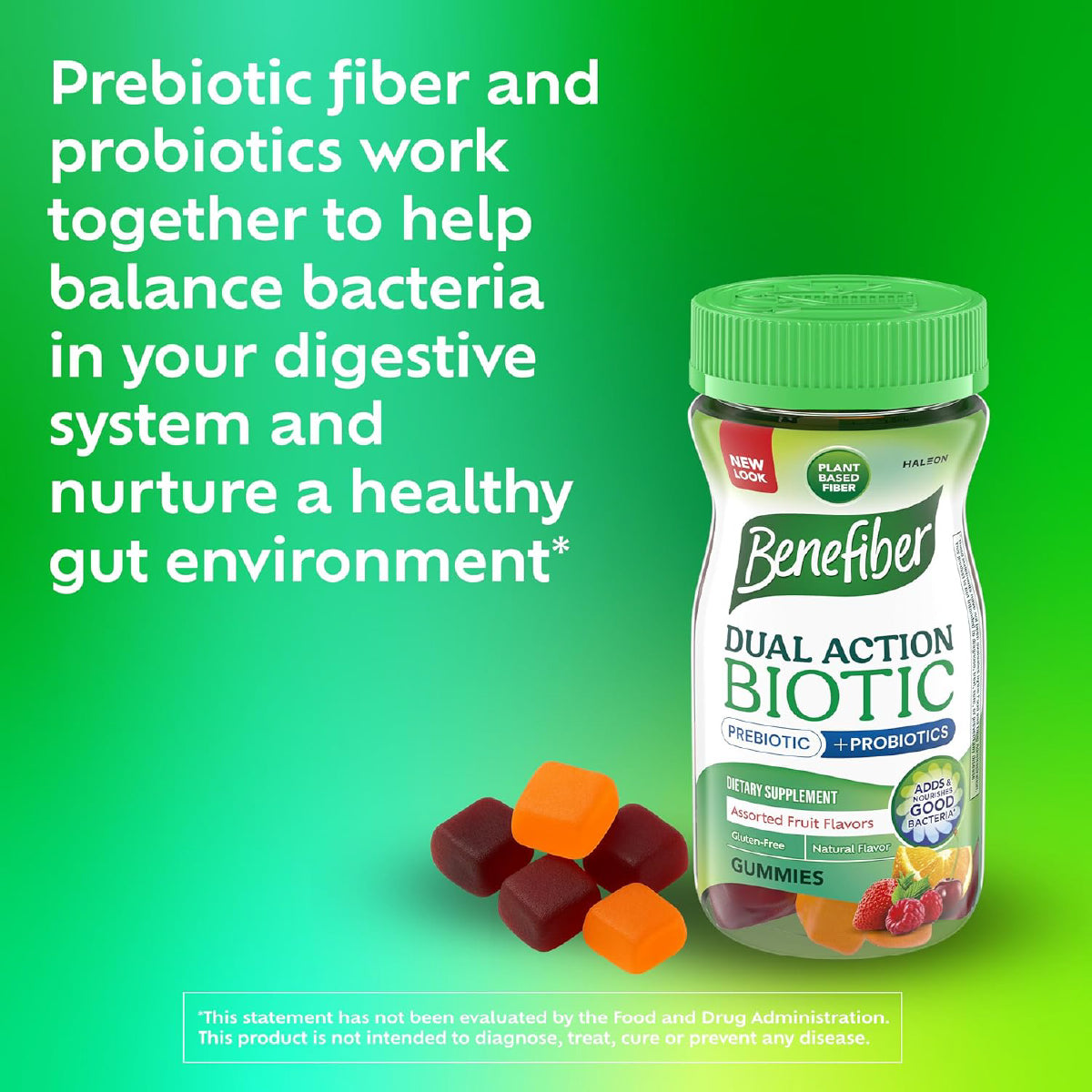 Benefiber Gomitas de Fibra con Prebióticos y Probióticos 50 Gomitas Apoyo Digestión