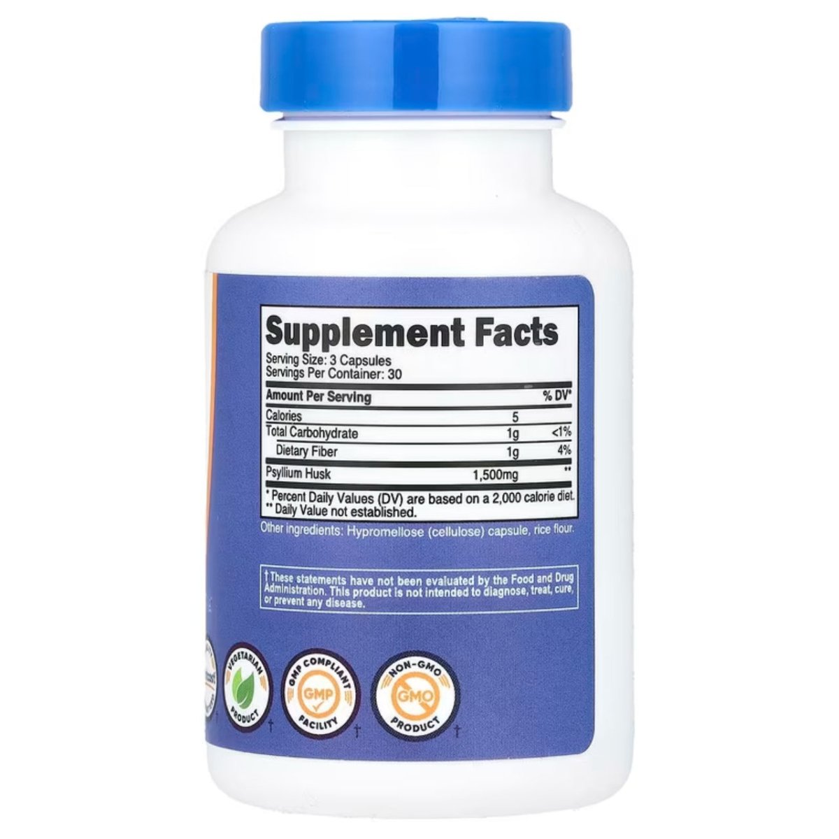 Nutricost Psyllium Husk 1,500 Mg 90 Cápsulas - Hi Vitamins