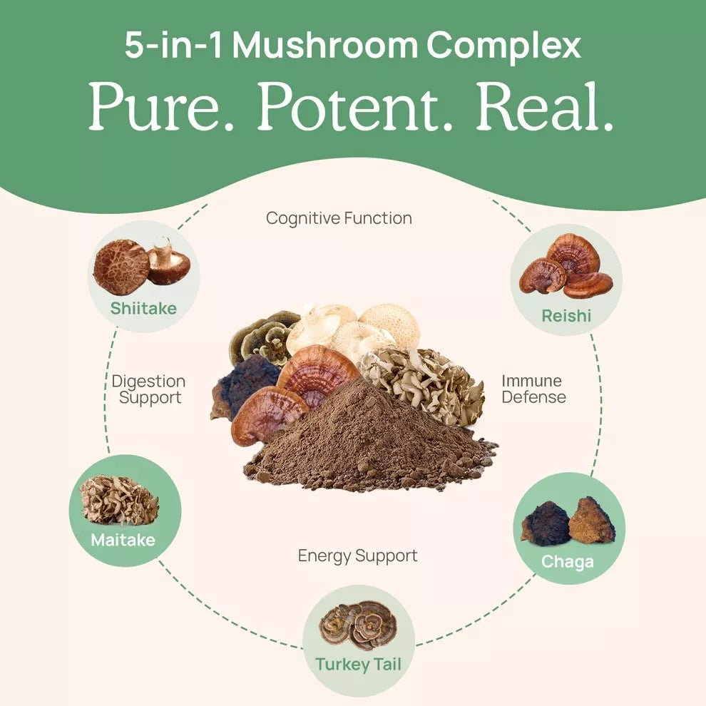 Real Mushrooms 5 Defenders 200 Cápsulas - Hi Vitamins