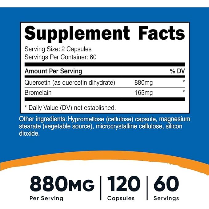 Nutricost Quercetina con Bromelina 880 Mg 120 Cápsulas - Hi Vitamins