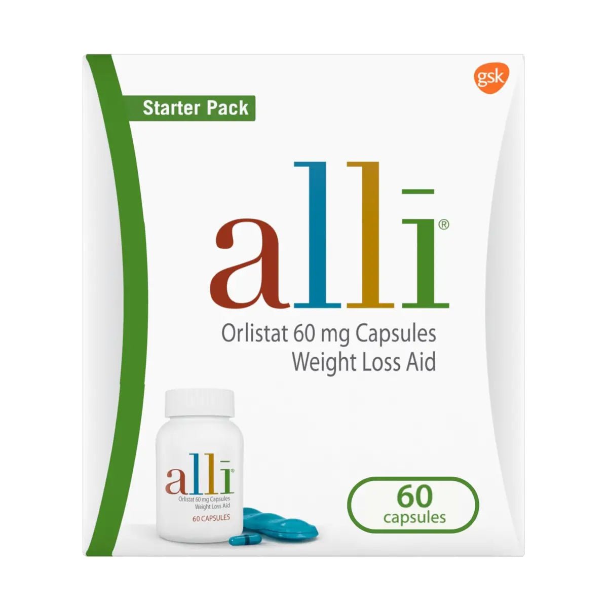 Alli Orlistat Ayuda para Bajar de Peso 60 mg 60 Cápsulas - Hi Vitamins