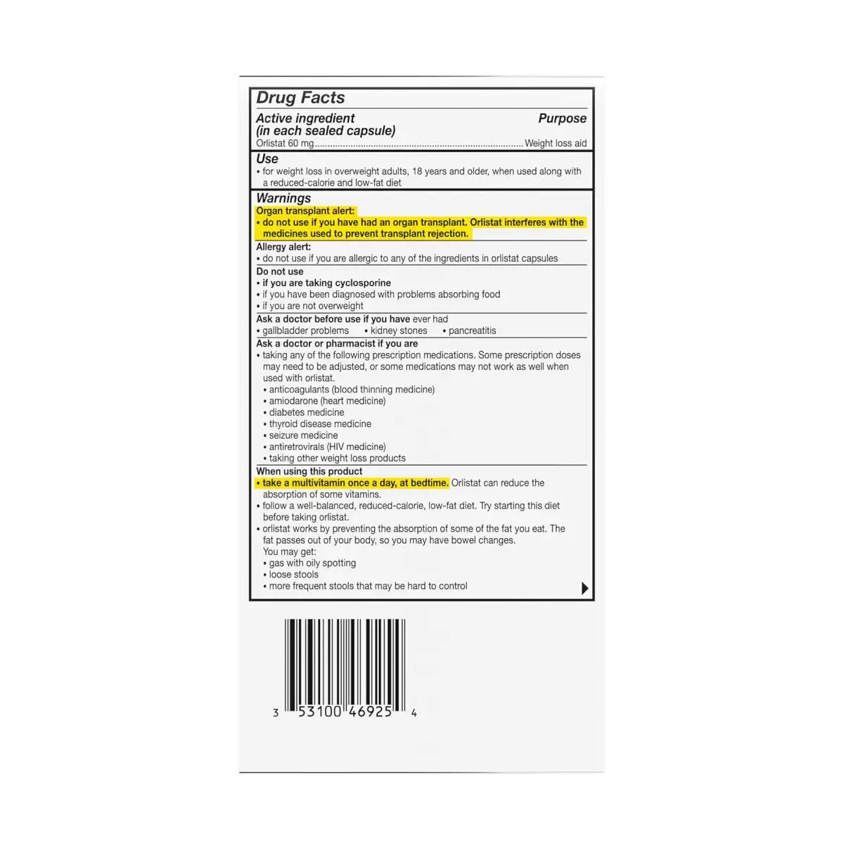 Alli Weight Loss Diet Pills Orlistat 60mg 120 Cápsulas - Hi Vitamins