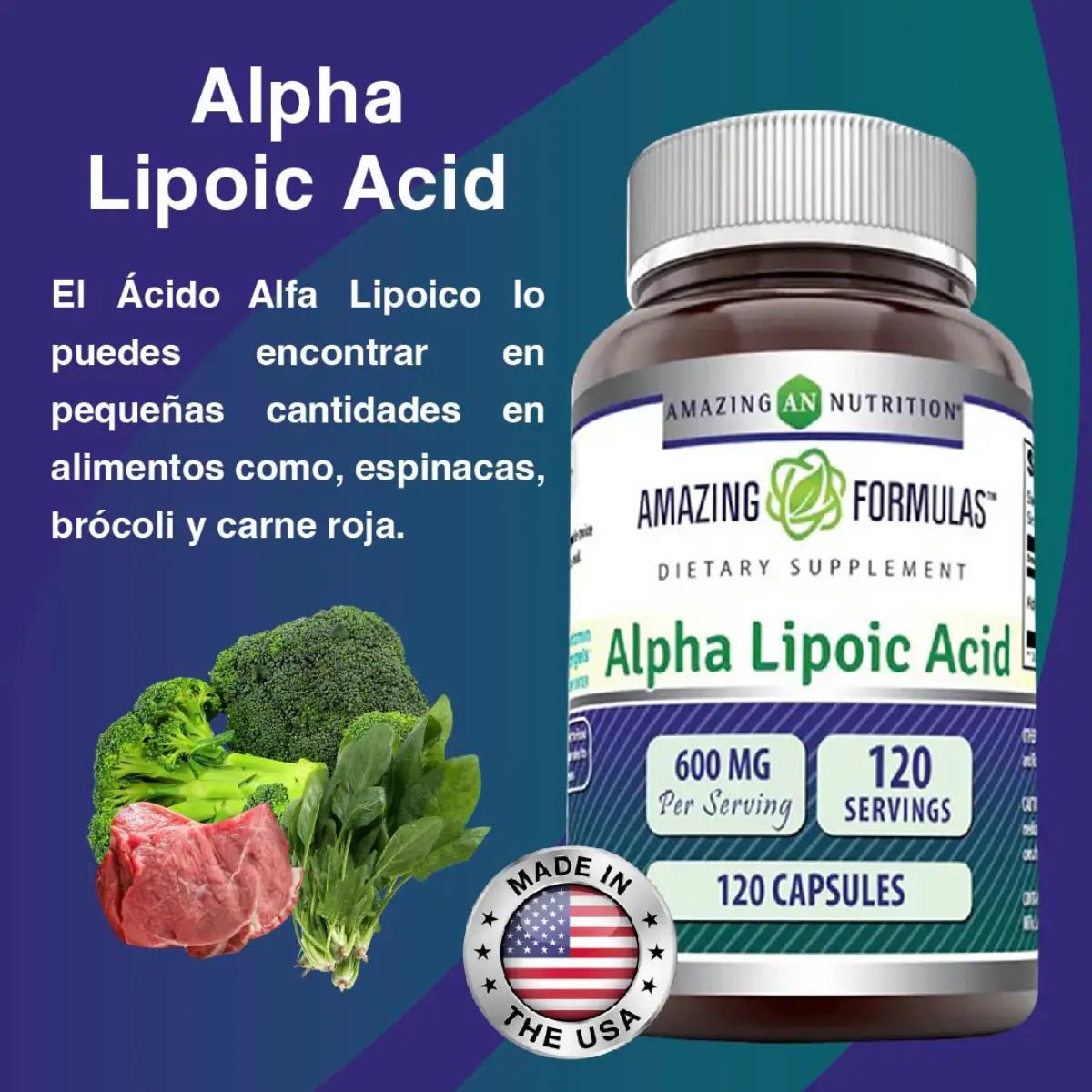 Amazing Formulas Ácido Alfa Lipoico 600 Mg 120 Cápsulas - Hi Vitamins