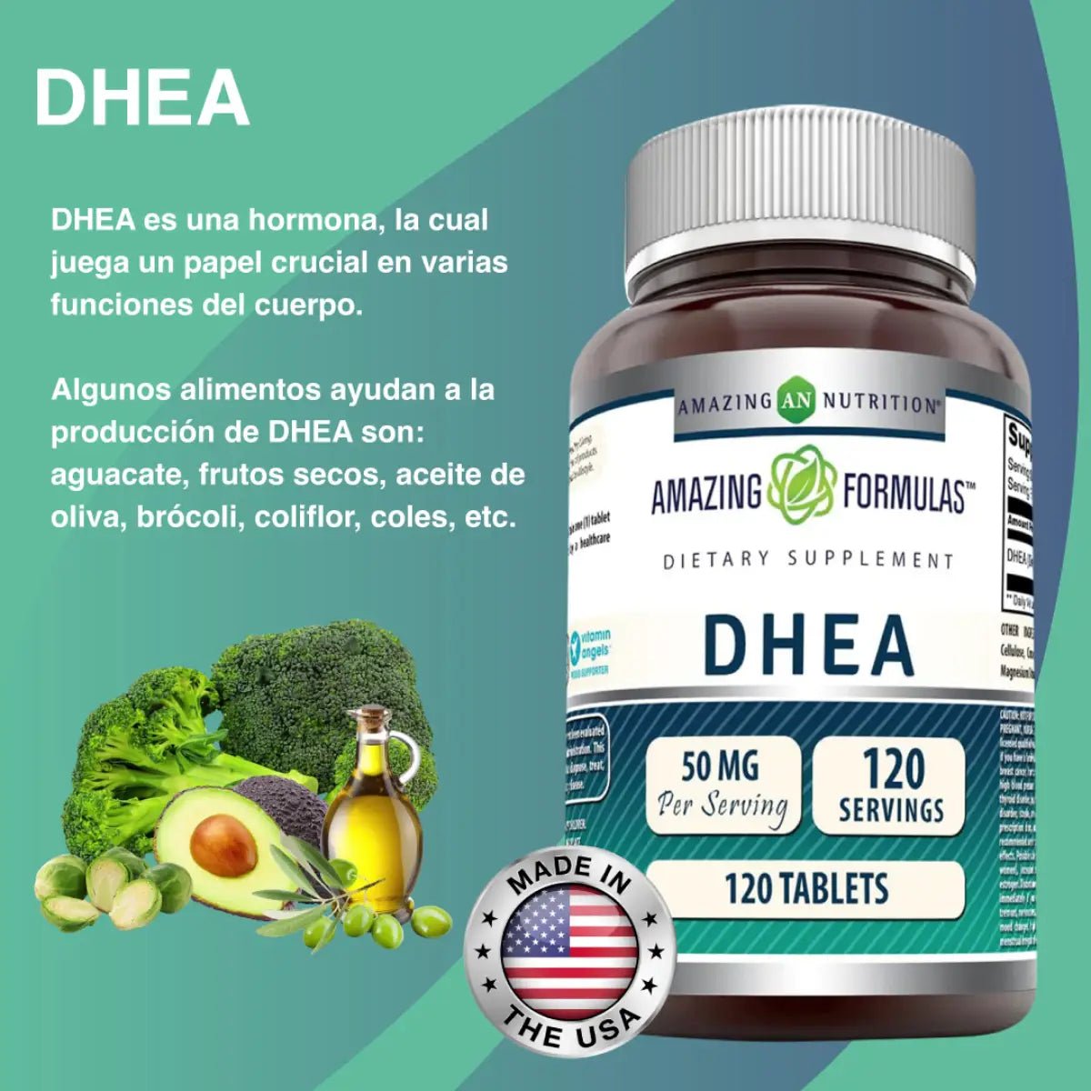 Amazing Nutrition DHEA 50 Mg 120 Tabletas - Hi Vitamins