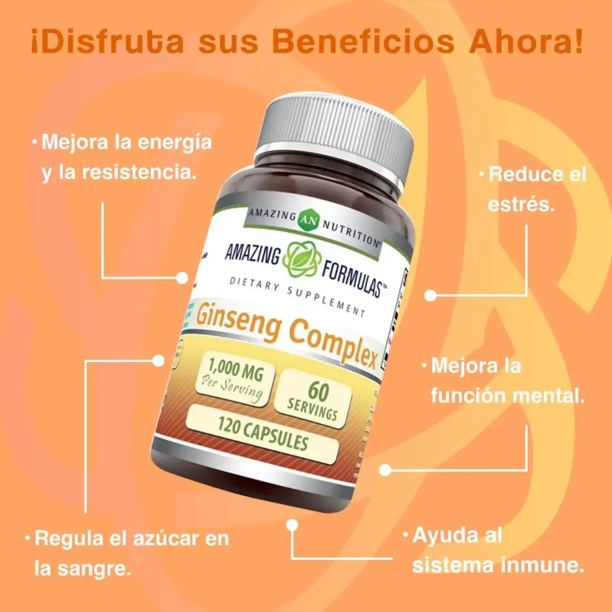 Amazing Nutrition Ginseng Complex 1000mg 120 Cápsulas - Hi Vitamins