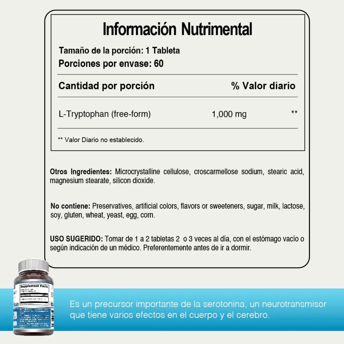 Amazing Nutrition L - Triptofano 1000 Mg 60 Tabletas - Hi Vitamins