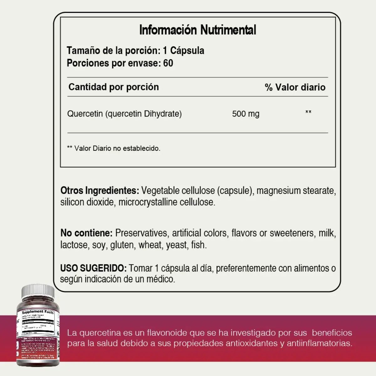 Amazing Nutrition Quercetin 500 Mg 60 Cápsulas - Hi Vitamins