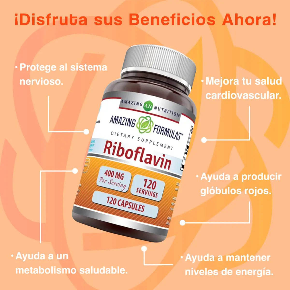 Amazing Nutrition Riboflavina 400 Mg 120 Cápsulas - Hi Vitamins