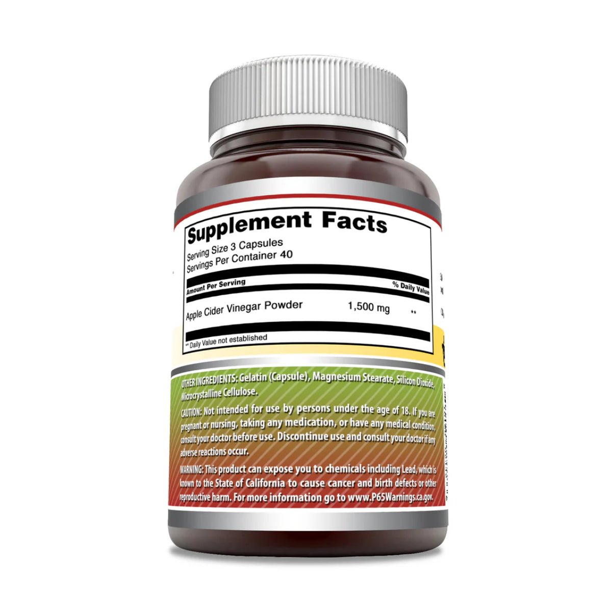 Amazing Nutrition® Apple Cider Vinegar 500 Mg 120 Cápsulas - Hi Vitamins