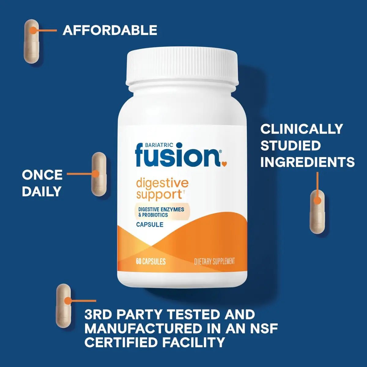 Bariatric Fusion Apoyo Digestivo: Enzimas y Probióticos 60 Cápsulas - Hi Vitamins