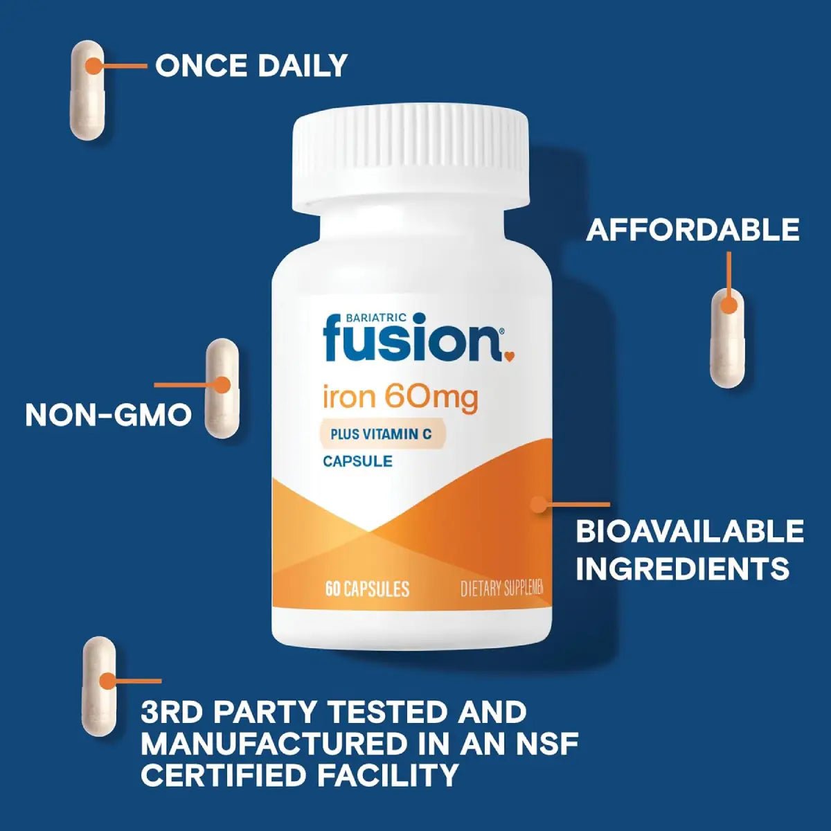 Bariatric Fusion Hierro 60 mg Vitamina C 60 Cápsulas - Hi Vitamins