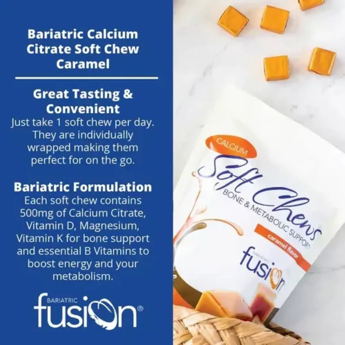 Bariatric Fusion® Bone Metabolic Sabor Caramelo 60 Soft Chews - Hi Vitamins
