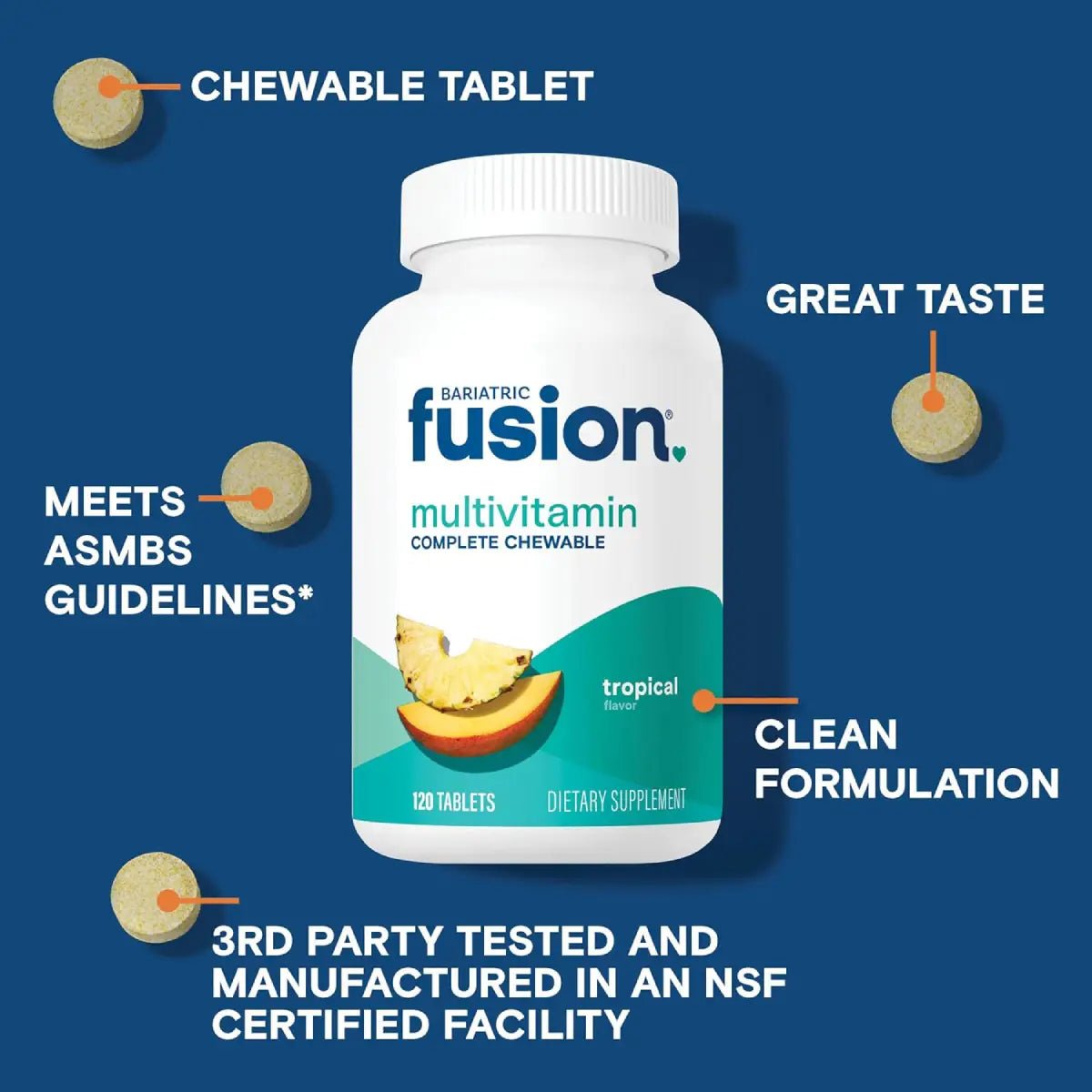 Bariatric Fusion® Multivitamínico Bariátrico Sabor Tropical 120 Tabletas - Hi Vitamins