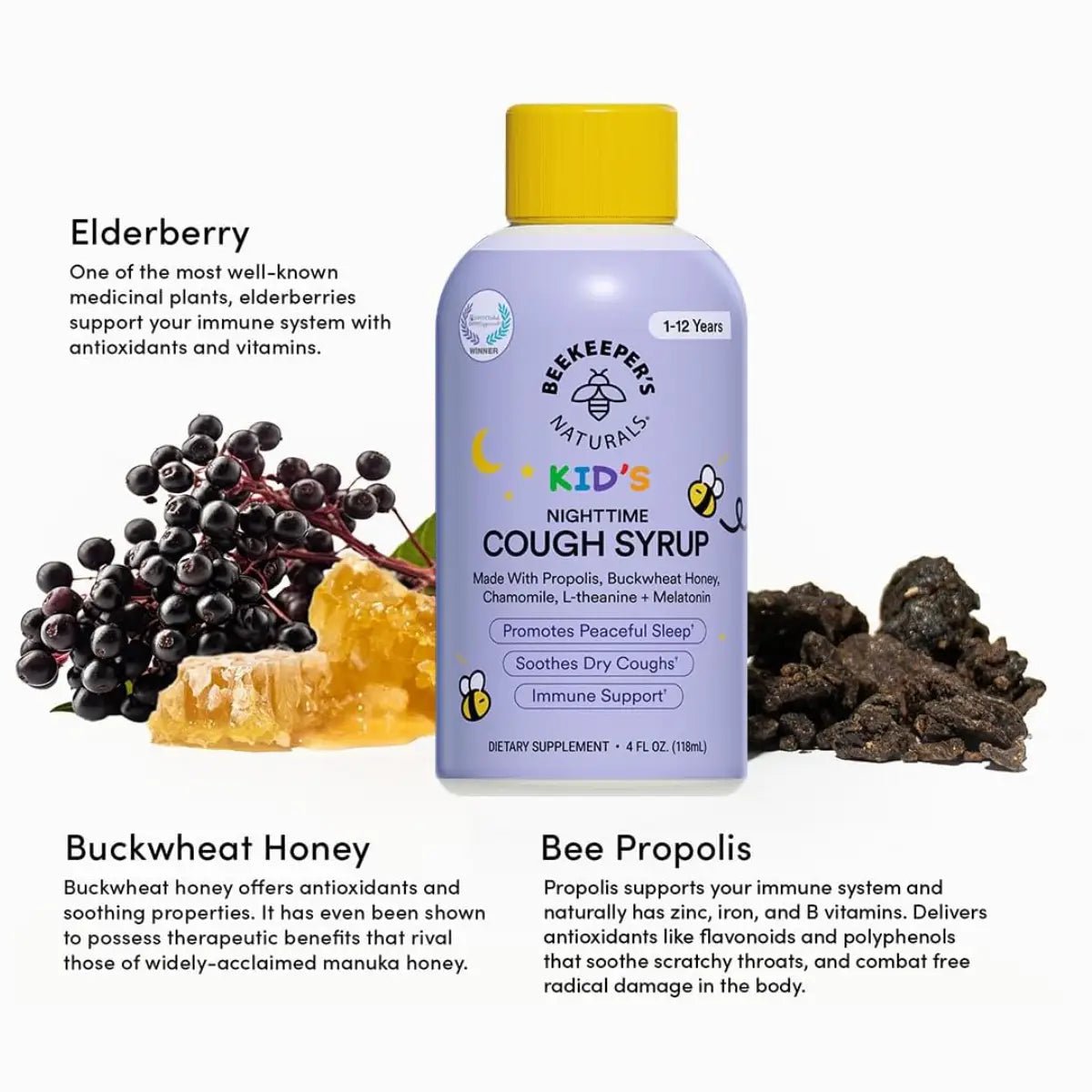 Beekeeper's Naturals Kids Jarabe Infantil con Miel y Saúco 118 ml - Hi Vitamins
