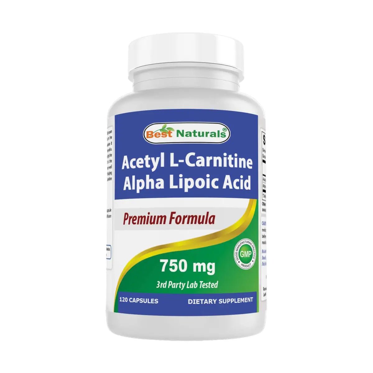 Best Naturals Acetyl L - Carnitine Alpha Lipoic Acid 750 Mg 120 Cápsulas - Hi Vitamins