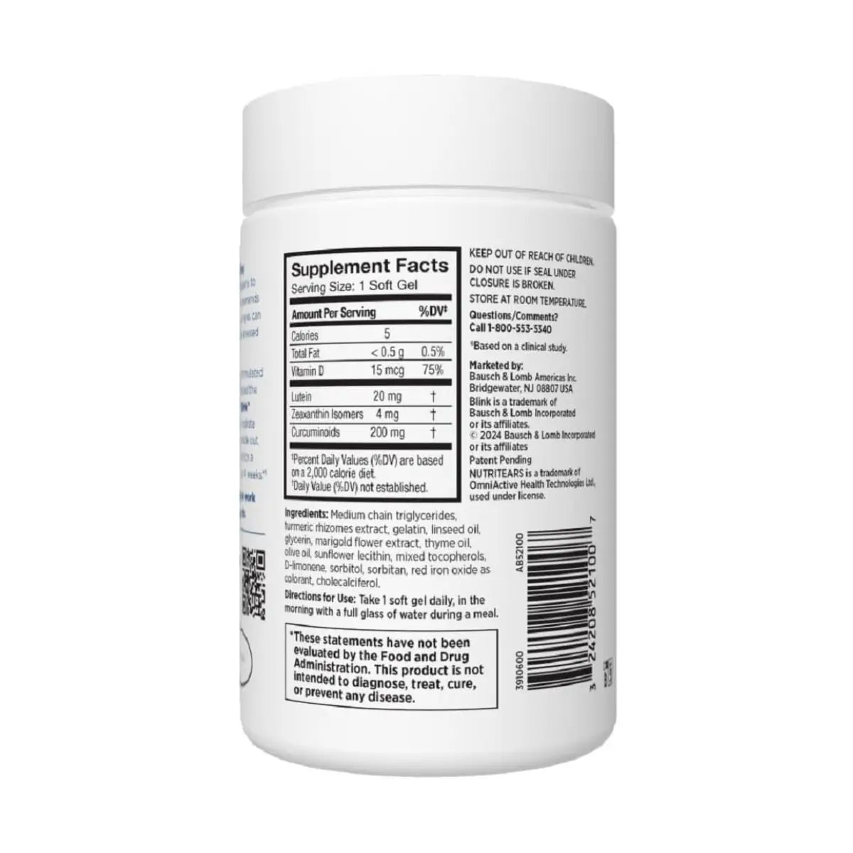 Blink NutriTears Bausch + Lomb 50 Softgels - Hi Vitamins