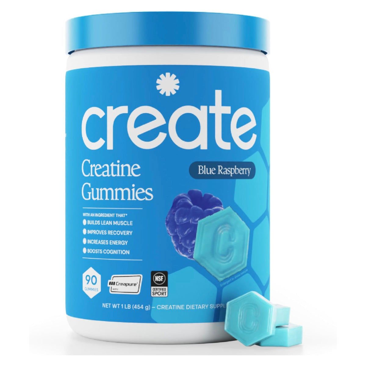 Create Gomitas de Creatina Creapure 60 Gomitas Apoyo Fuerza, Resistencia, Enfoque y Recuperación Muscular