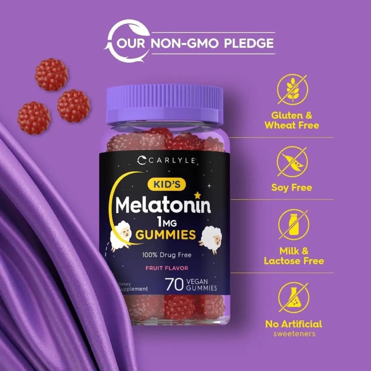 Carlyle Kid's Melatonina 1 Mg 70 Gomitas Sabor a Frutas - Hi Vitamins