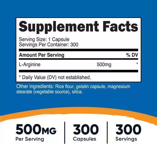 NUTRICOST L ARGININE 500 MG 300 CAPSULES - Hi Vitamins