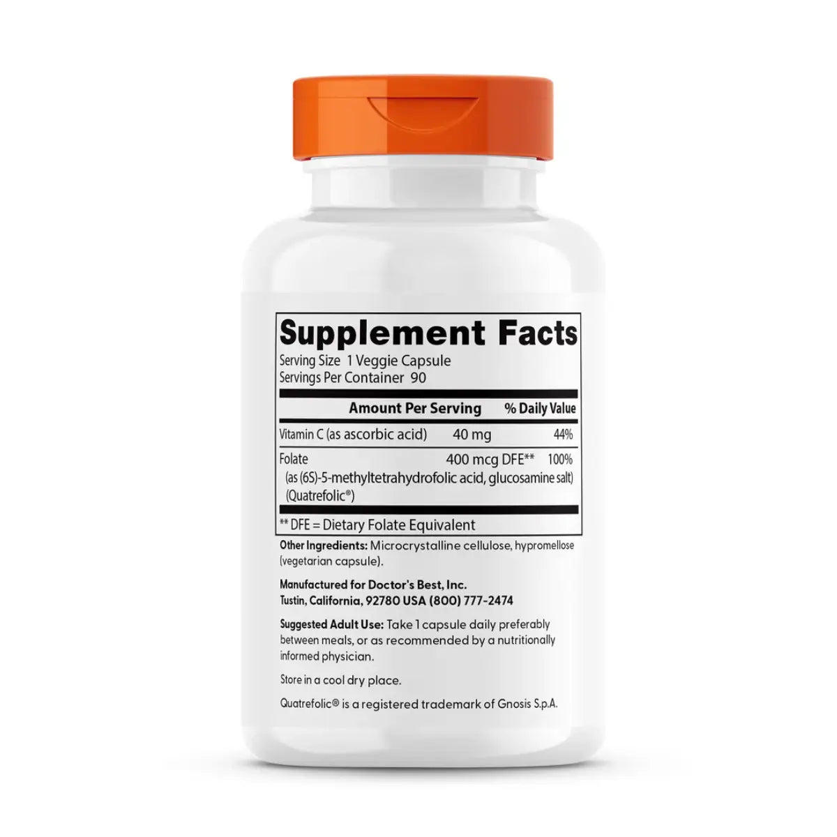 Doctor’s Best® Fully Active Folate 400 mcg 90 Cápsulas - Hi Vitamins