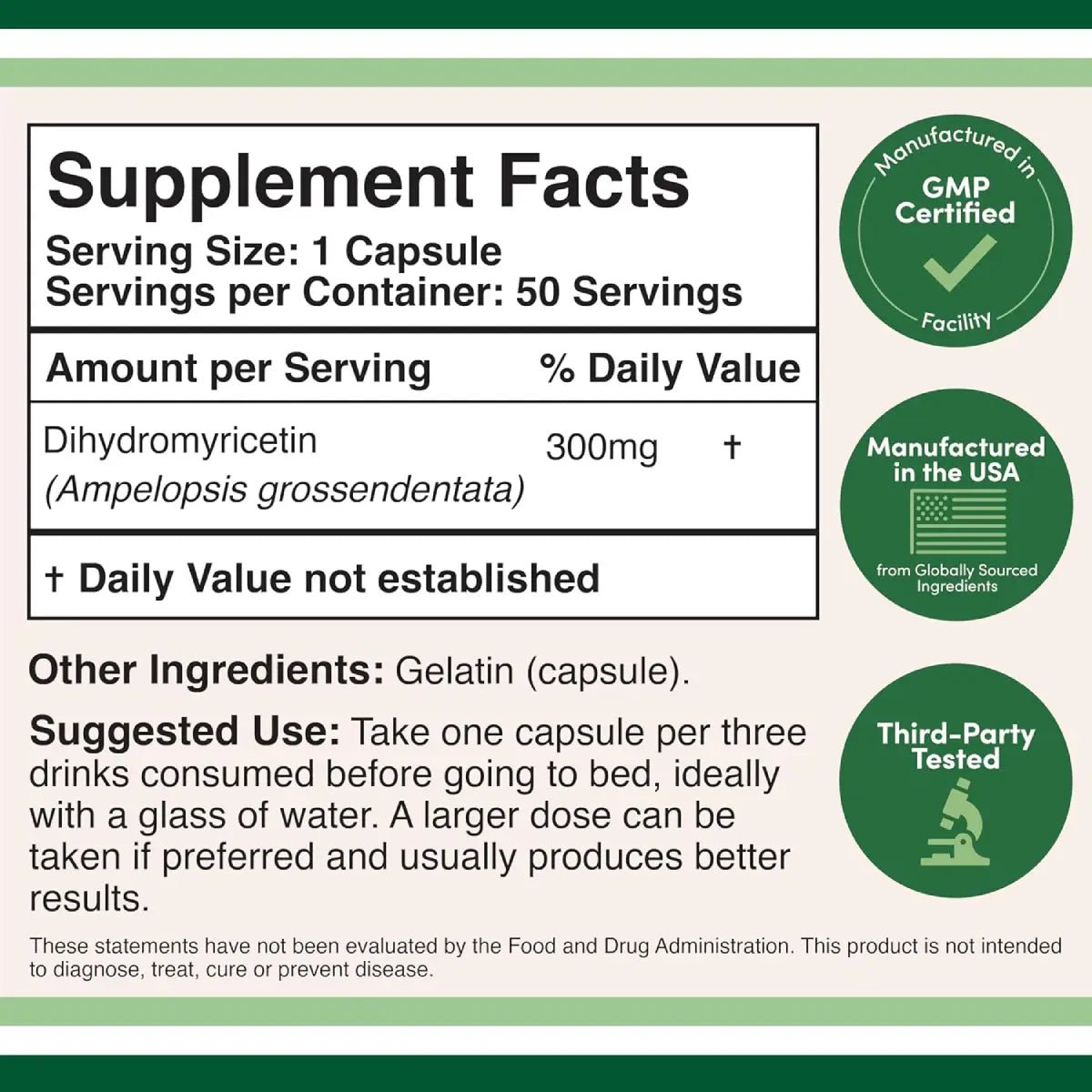 Double Wood DHM Depot Dihydromyricetin 300 Mg 50 Cápsulas - Hi Vitamins