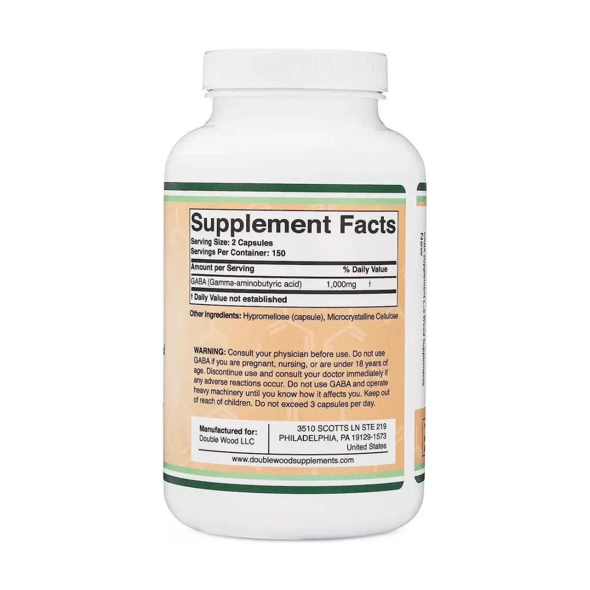 Double Wood GABA 1000 mg 300 Cápsulas - Hi Vitamins