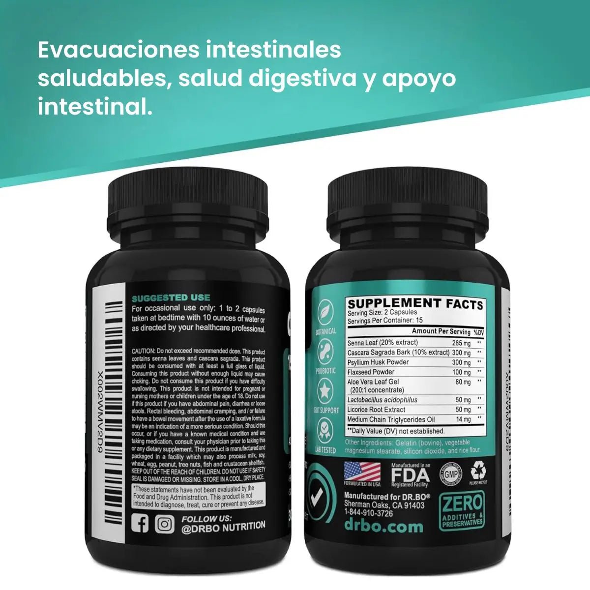 Dr. Bo Limpieza de Colon 15 Dias 30 cápsulas Fibra y Probióticos - Hi Vitamins
