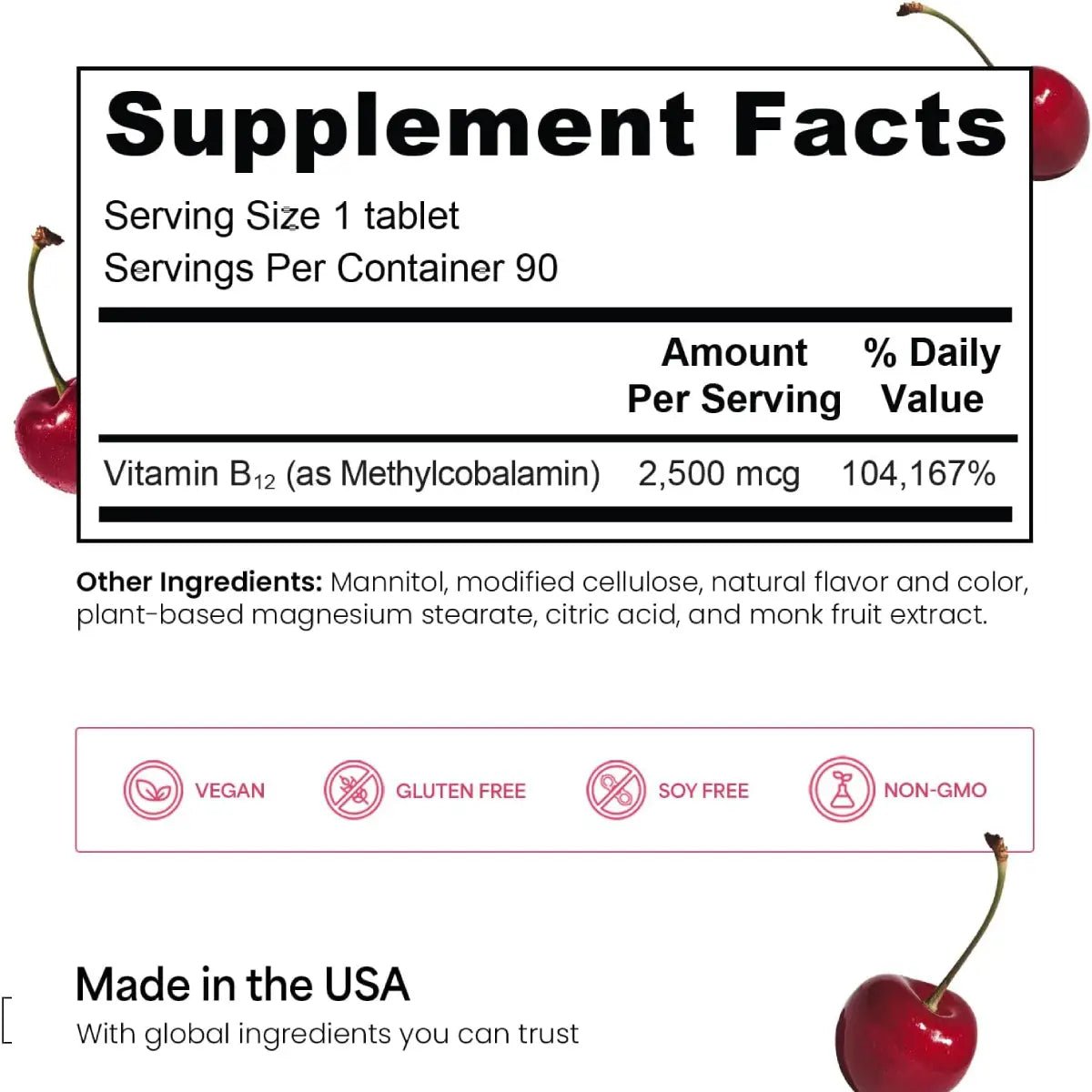 EZ Melts® Vitamina B12 2,500 mcg 90 Tabletas Sublinguales - Hi Vitamins