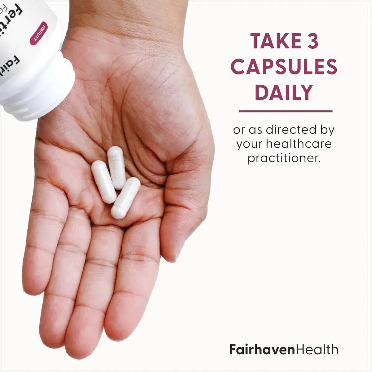Consumo sugerido - Fairhaven Health FertileCM para Mujer 90 Cápsulas - Hi Vitamins. Envíos a todo México.