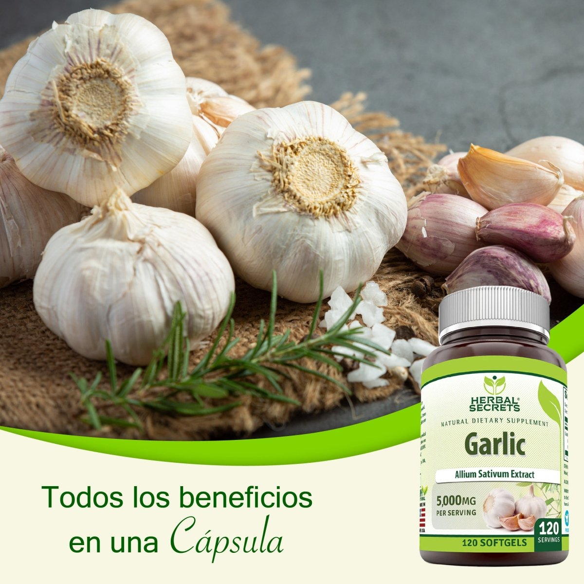 Herbal Secrets® Ajo 500mg 120 Cápsulas - Hi Vitamins