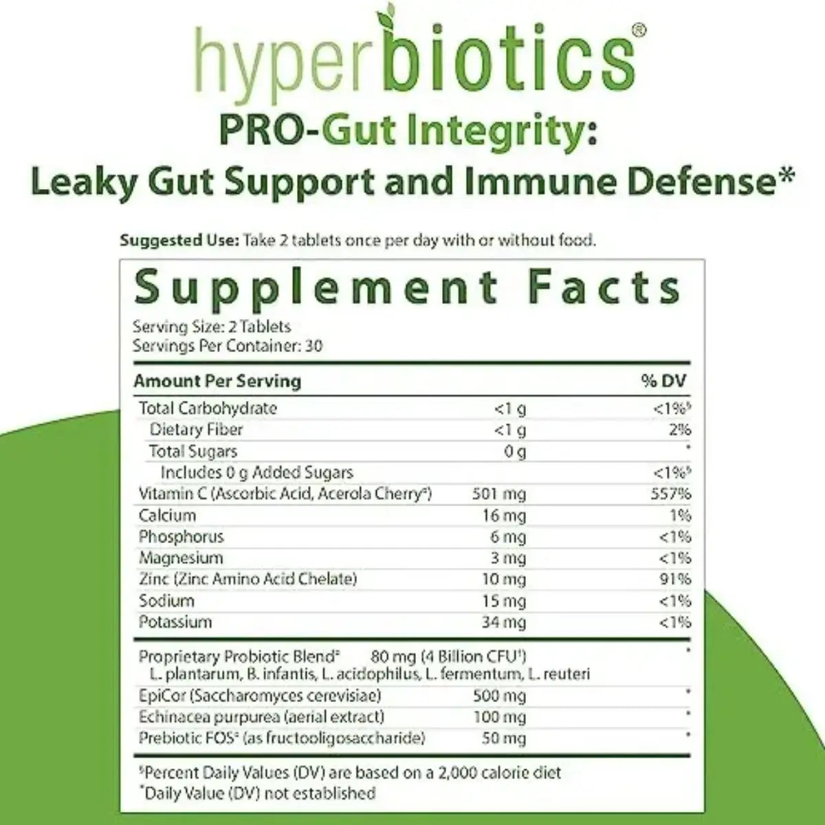 Ingredientes - Hyperbiotics® Pro-Gut Integrity 60 Time-Release Tabletas - Hi Vitamins. Envíos a todo México.