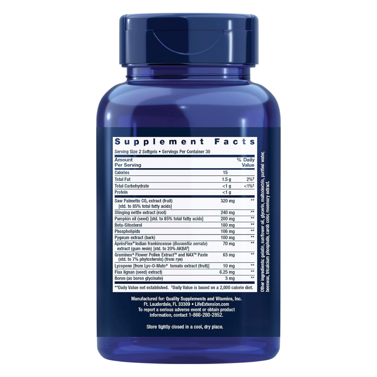 Life Extension Ultra Prostate Formula 60 Cápsulas Blandas Apoyo Salud de la Próstata Flujo Urinario y Bienestar Masculino