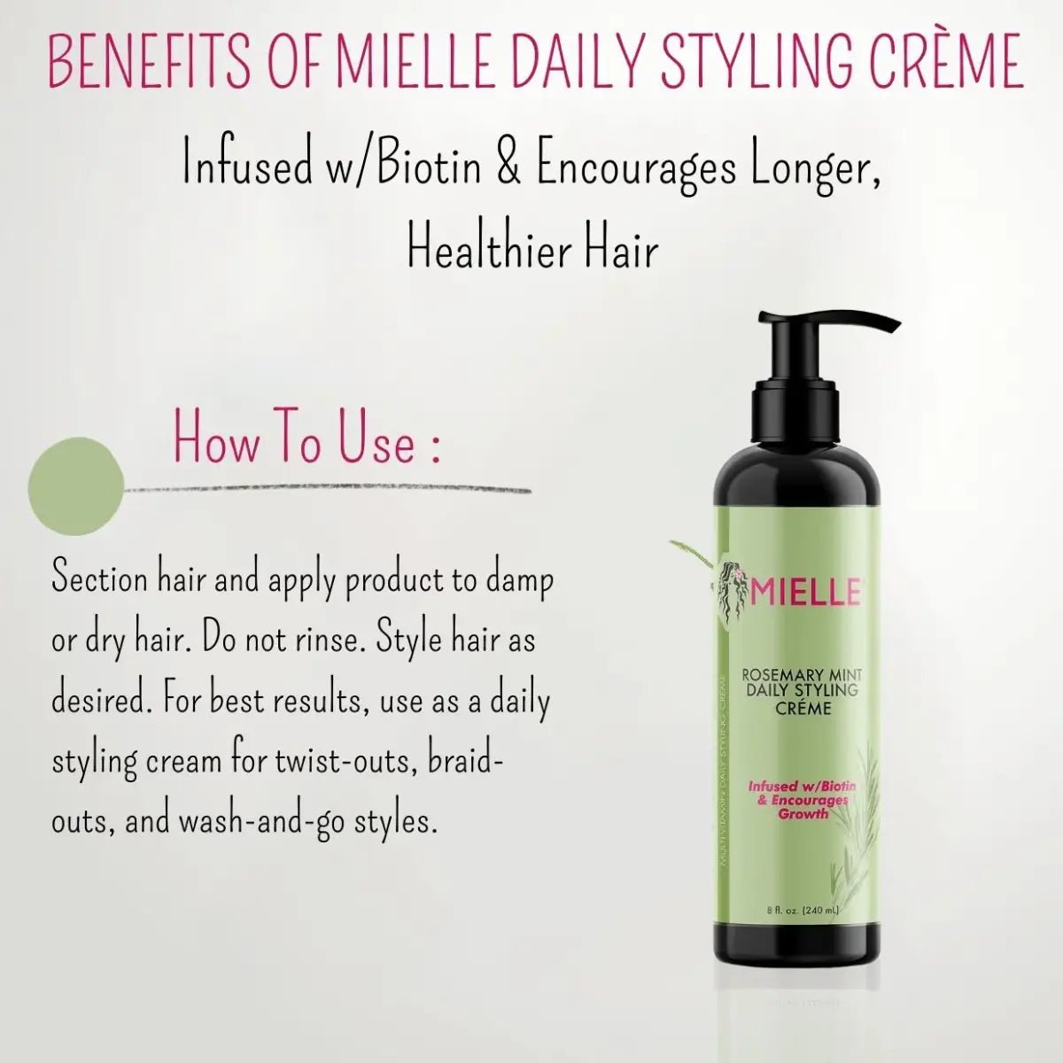 Mielle® Crema para Peinar con Romero y Menta 240 ml - Hi Vitamins