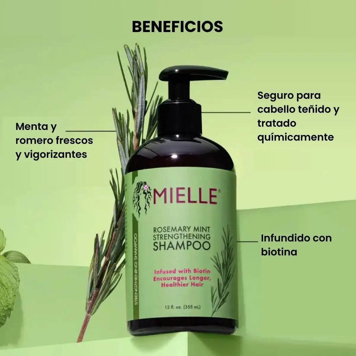 Mielle® Shampoo Fortalecedor con Romero y Menta 355 ml - Hi Vitamins