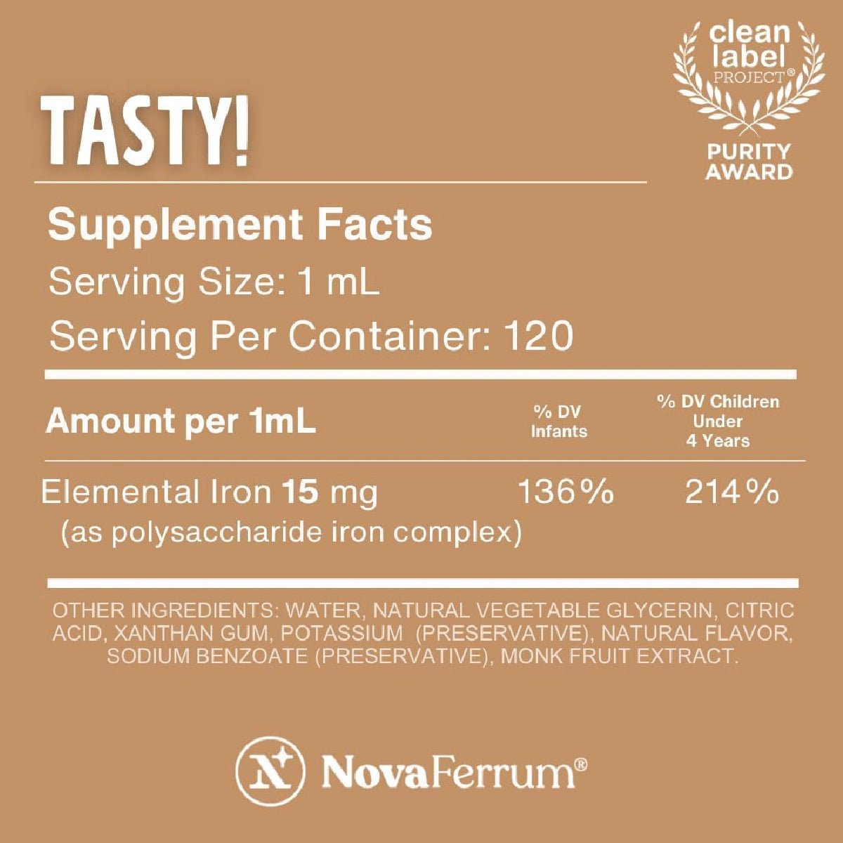 NovaFerrum Hierro Líquido Pediátrico 120 ml Gotas Sabor Chocolate Apoyo Nutricional Infantil - Hi Vitamins