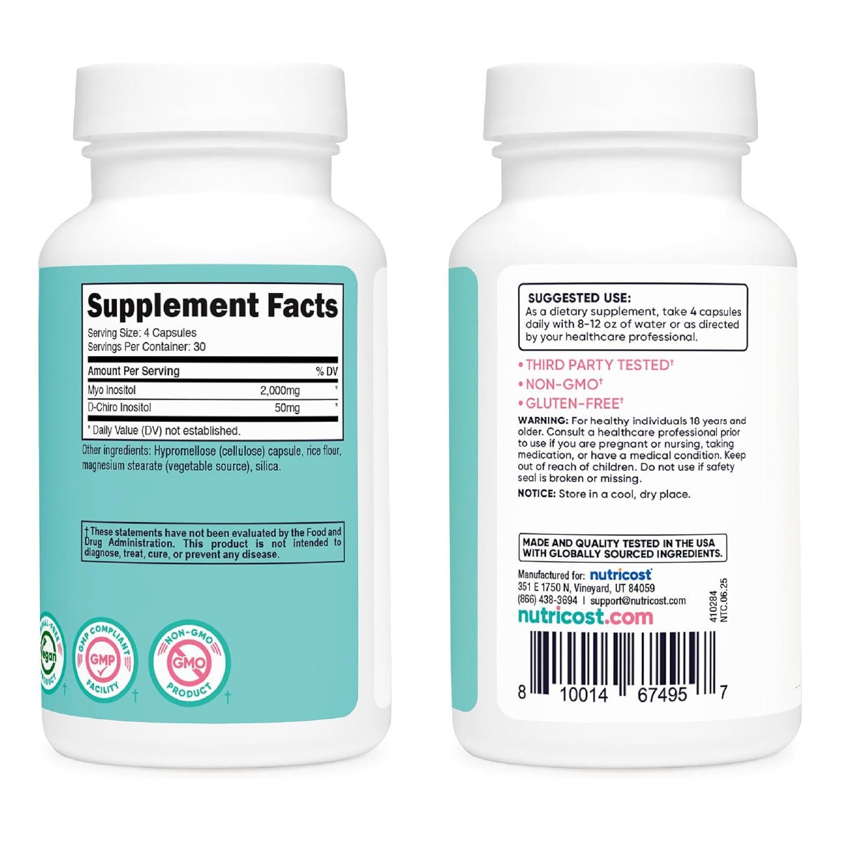 Nutricost Myo D - Chiro Inositol Women 120 Cápsulas Balance Hormonal y Salud Femenina - Hi Vitamins