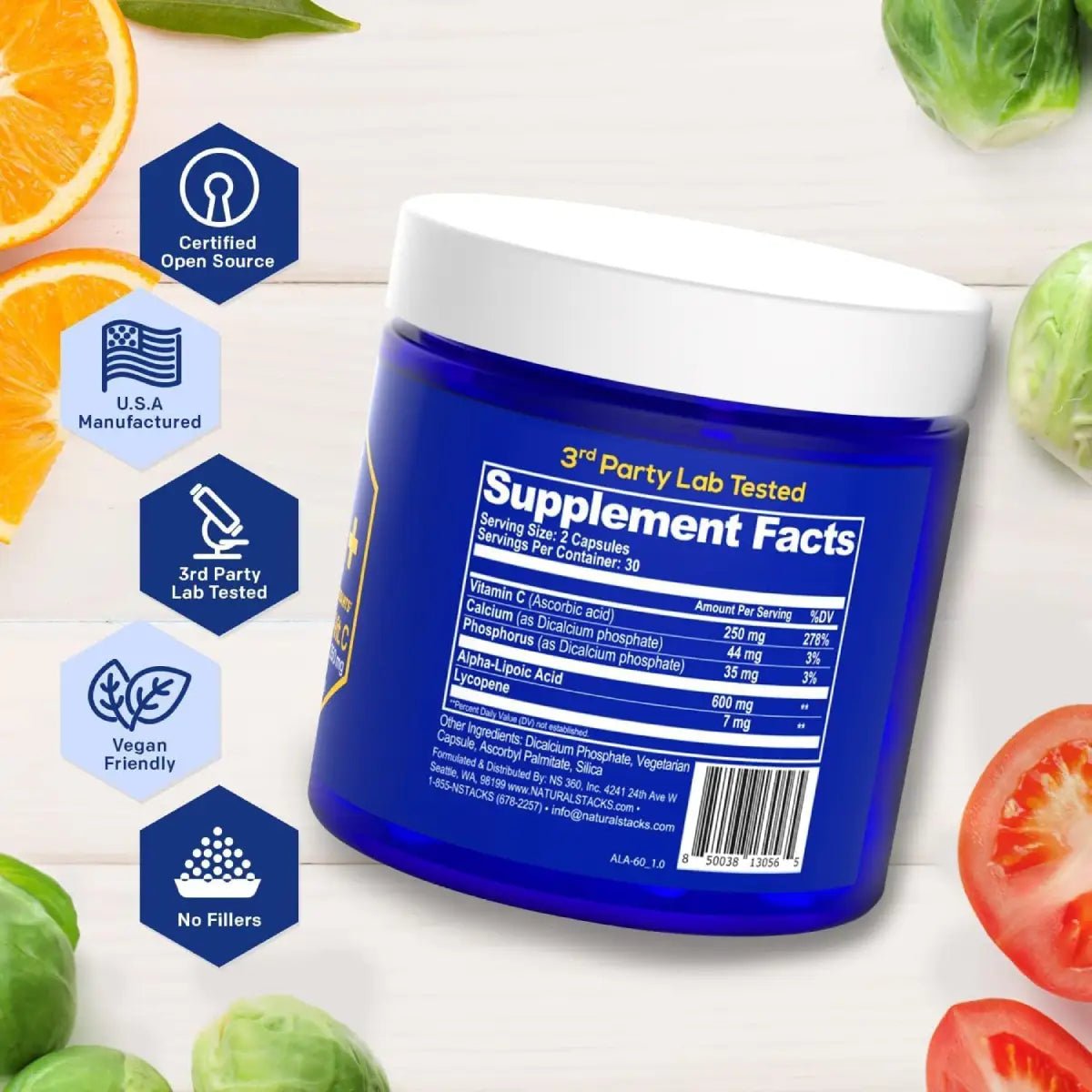 Natural Stacks ALA + Lycopene + Vit C 60 cápsulas - Hi Vitamins