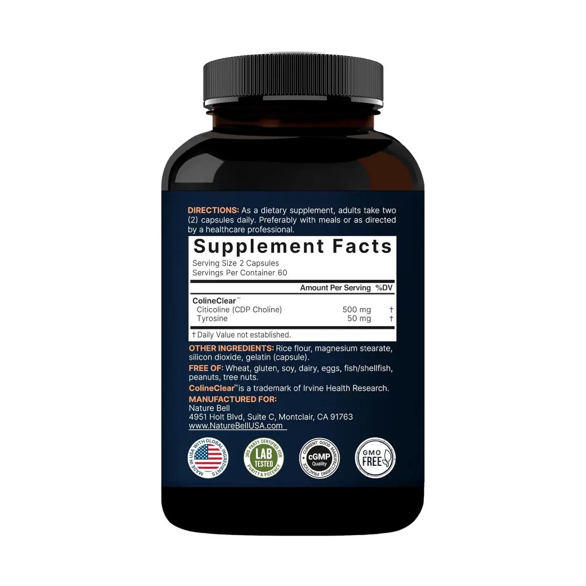 NatureBell Citicolina con Colina 500 Mg 120 Cápsulas - Hi Vitamins