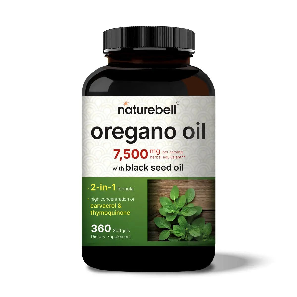 NatureBell® Aceite de Orégano con Aceite de Semilla Negra 360 Softgels - Hi Vitamins